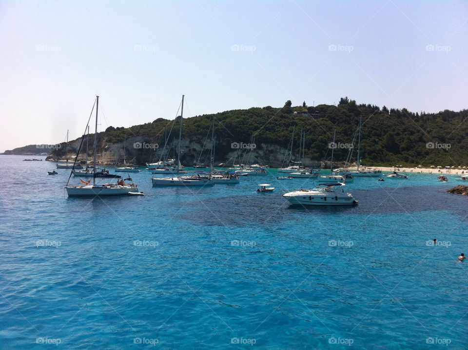 beach sky blue boats by nikbak