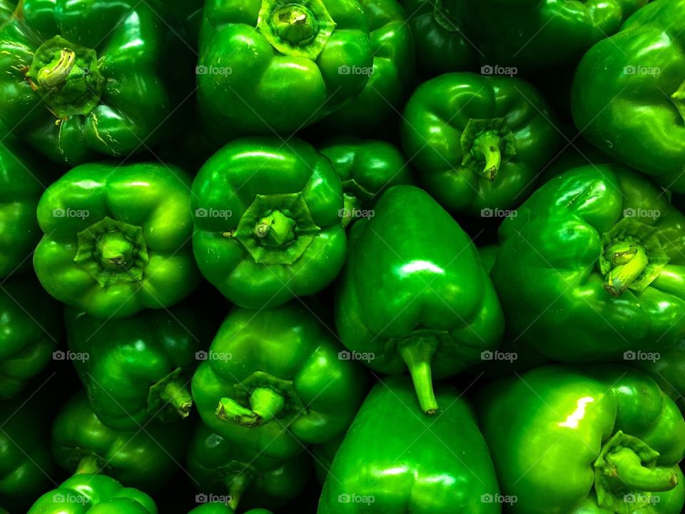 Green Pepper Stack. Stack of green bell peppers 