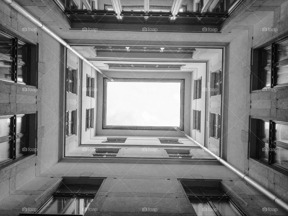 bottom view of Building and sky