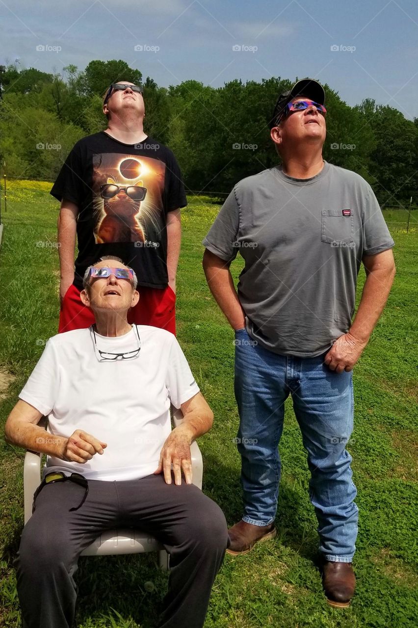 Three Generation Watching the Solar Eclipse