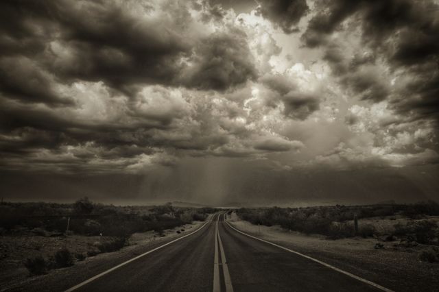 Lonely Road and a Thunderstorm 