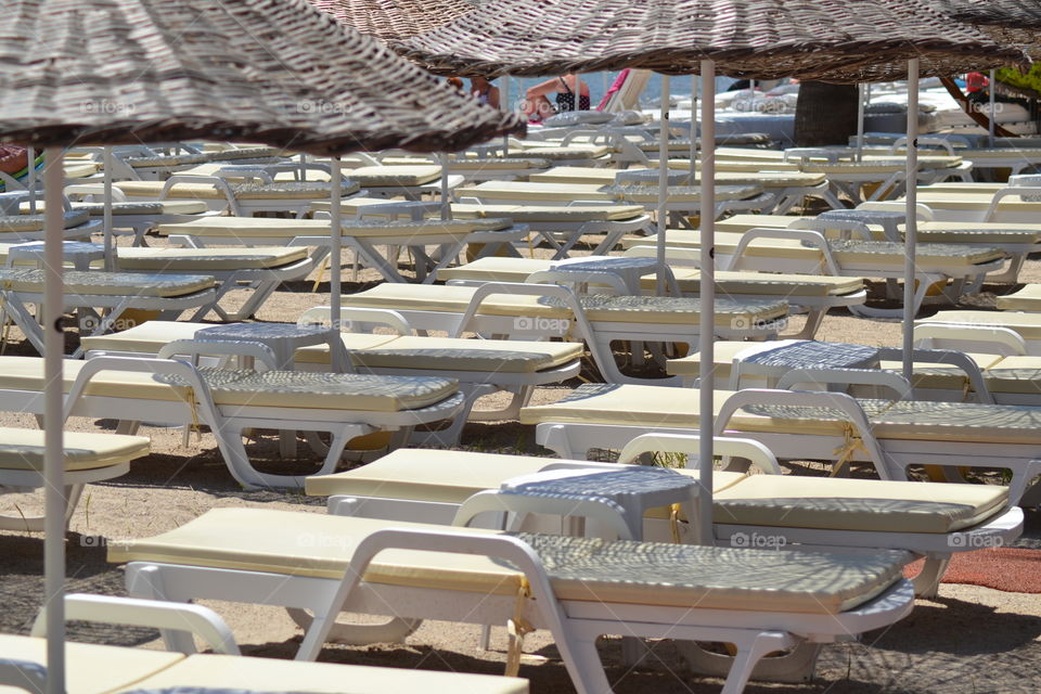 sunbeds and umbrellas