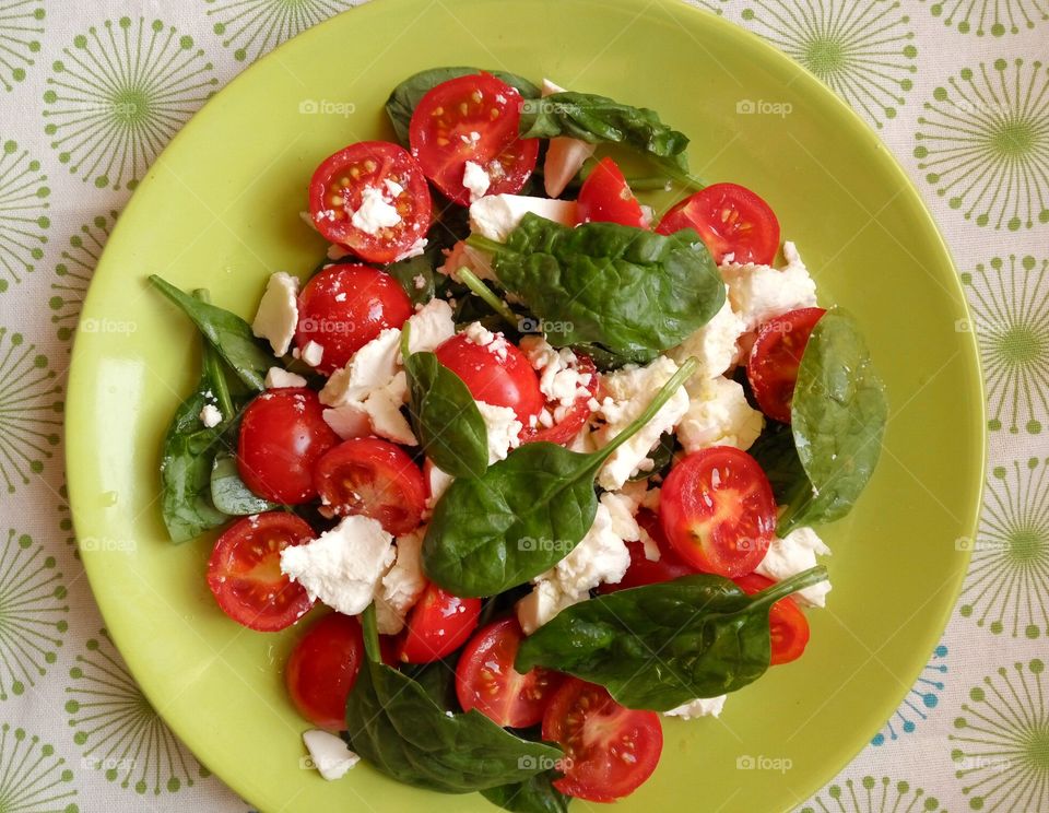 Summer salad with feta cheese 