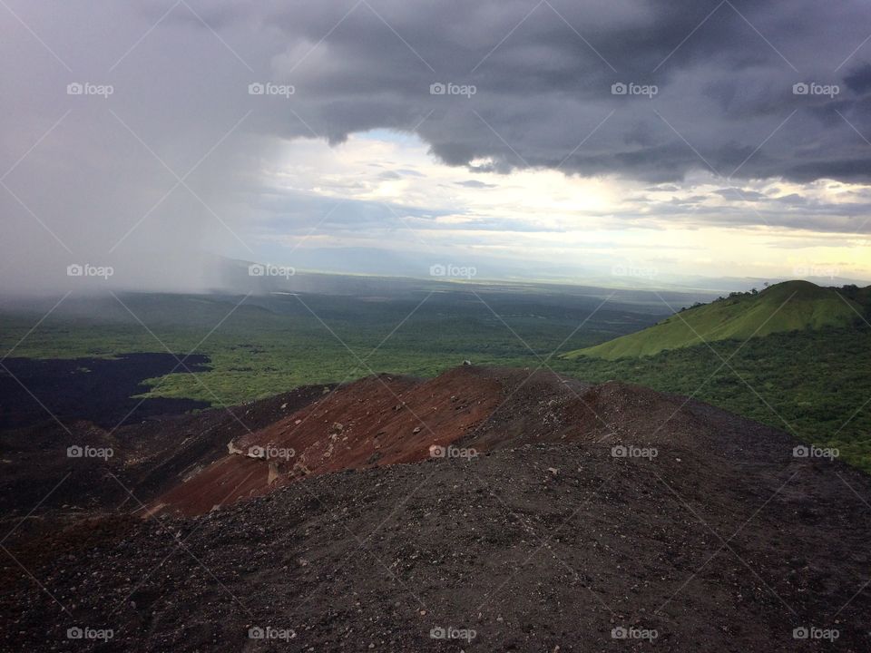 Volcano in a rainstorm 