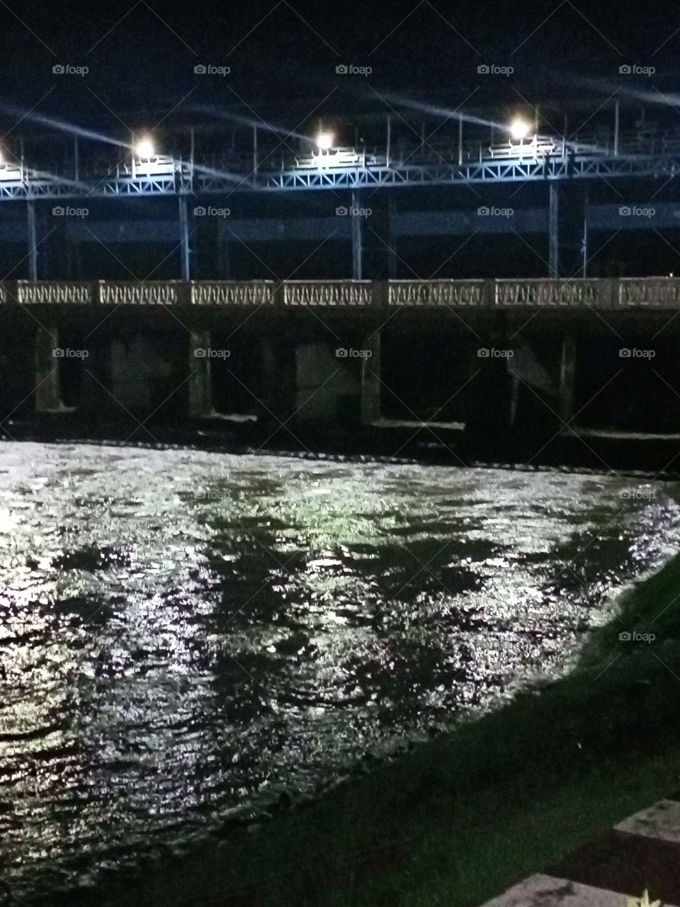 barrage at night