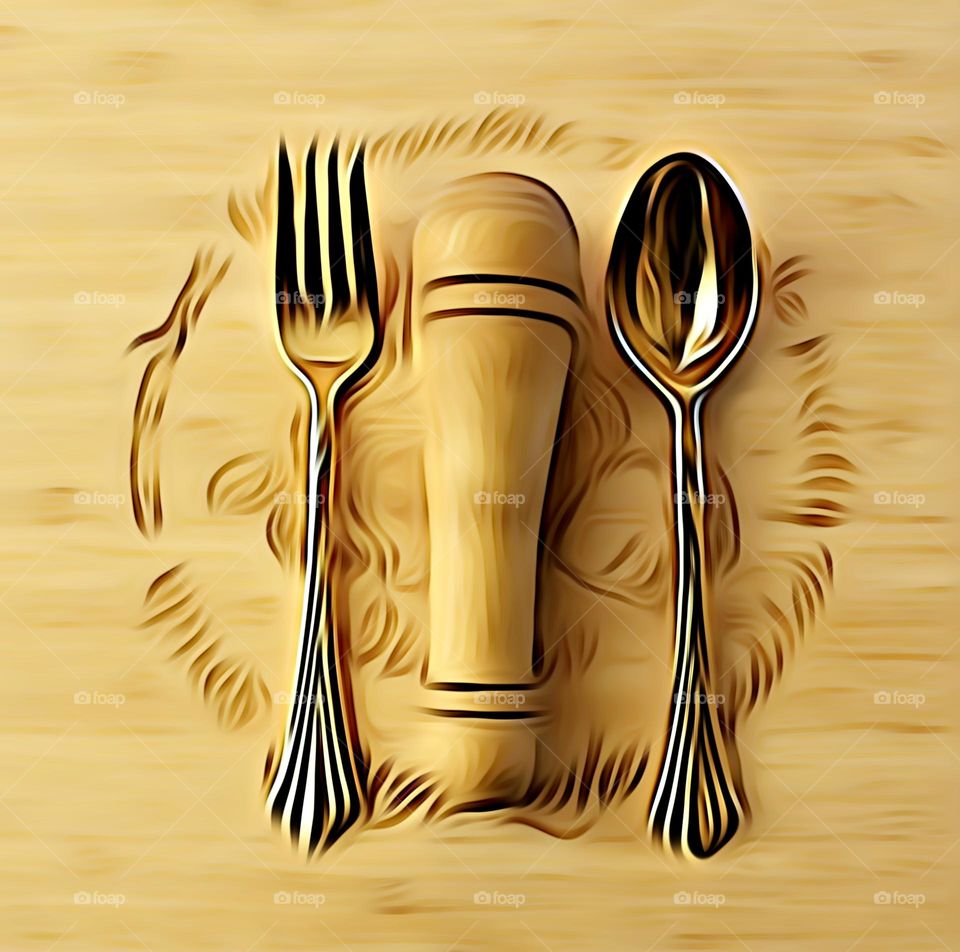 Digital abstract art of kitchen utensils
