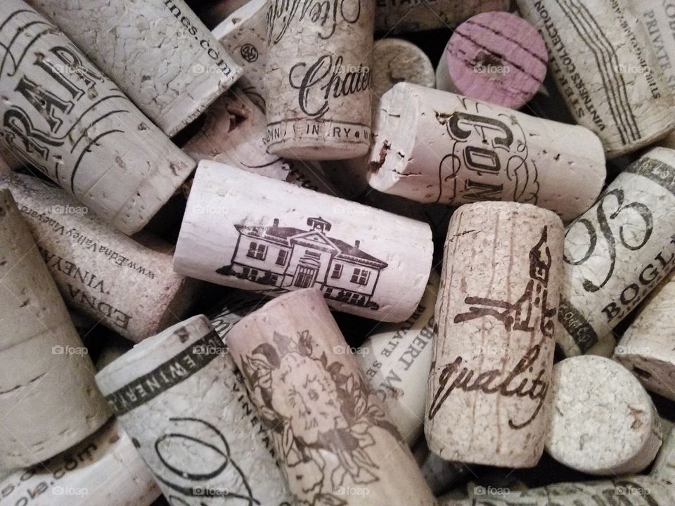 many many corks. many wine corks, close up