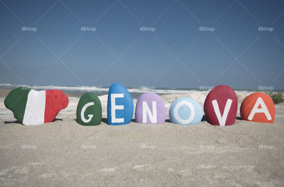 Genova, souvenir on colourful stones