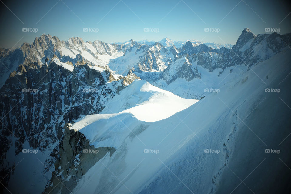 Mountain peaks in winter