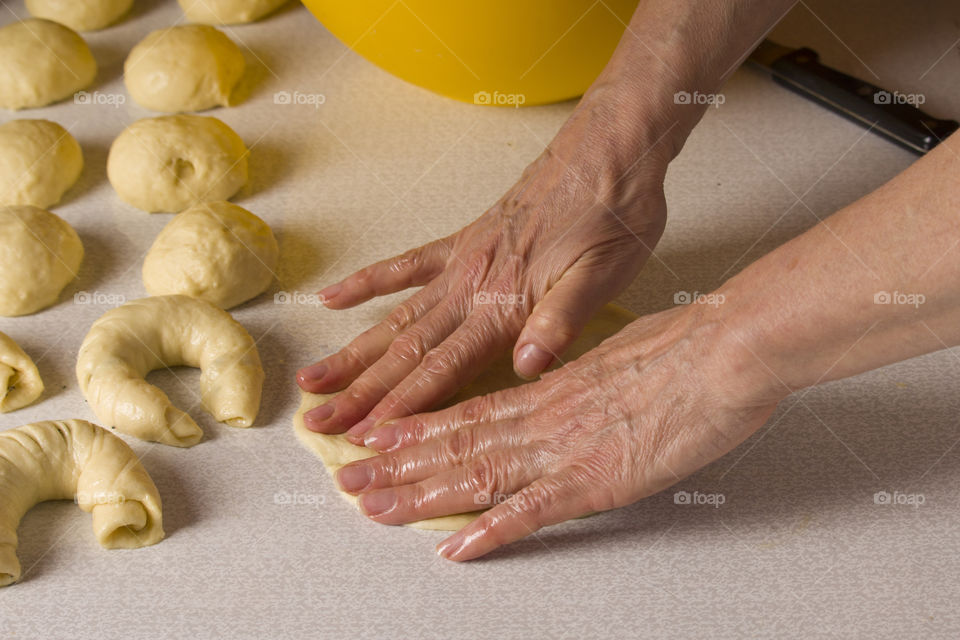 making tartlets process.  close up view