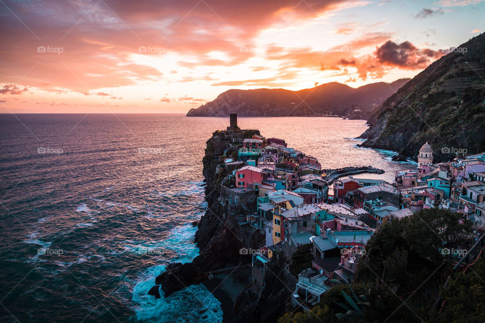 Sunset from the panoramic point of Vernazza, Cinque Terre