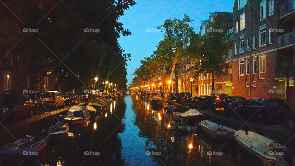 Dusk in Amsterdam, Netherlands