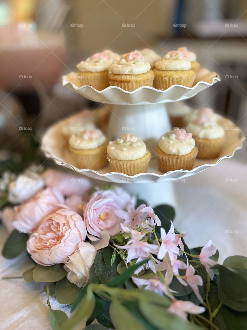 Cupcakes and Peonies for a Baby Shower 