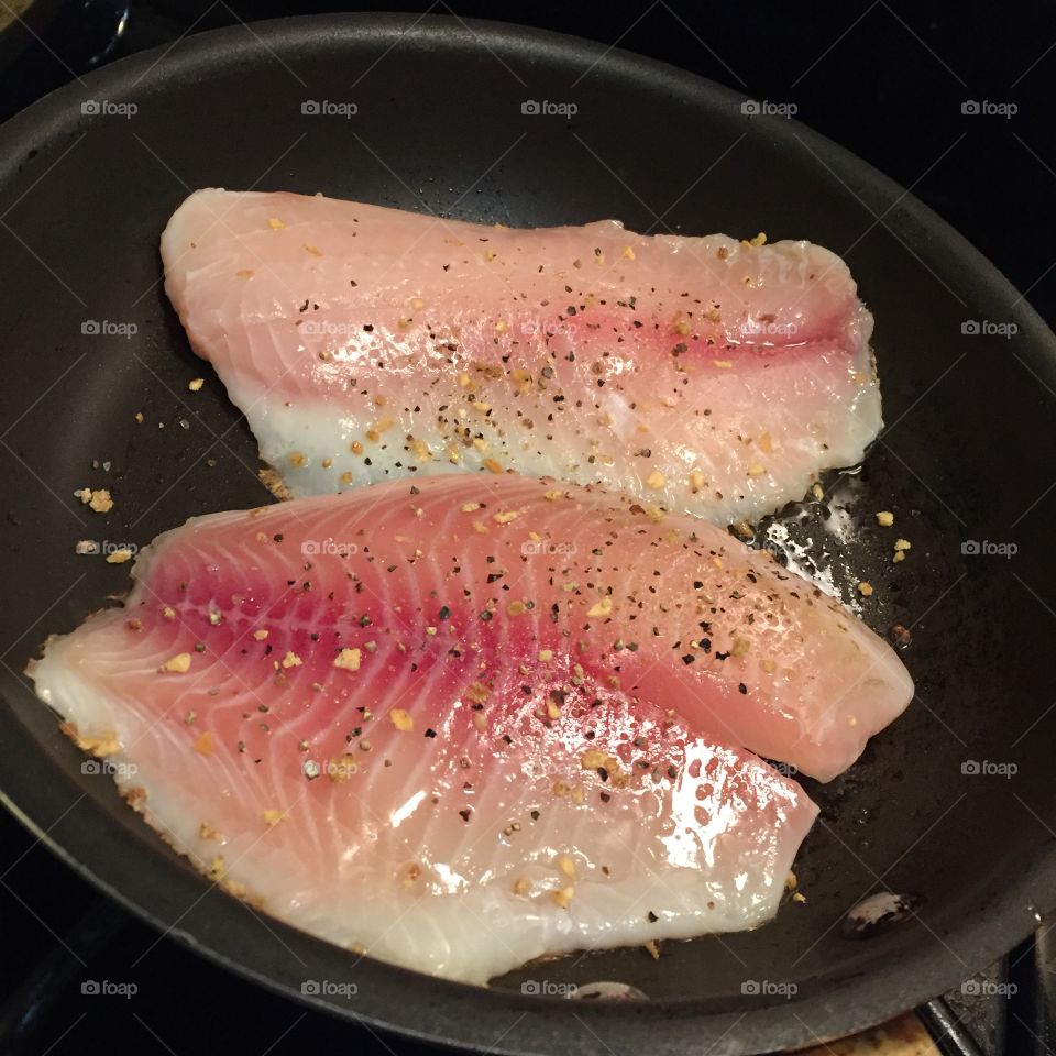 Grilling up some Tilapia with lemon pepper seasoning. 