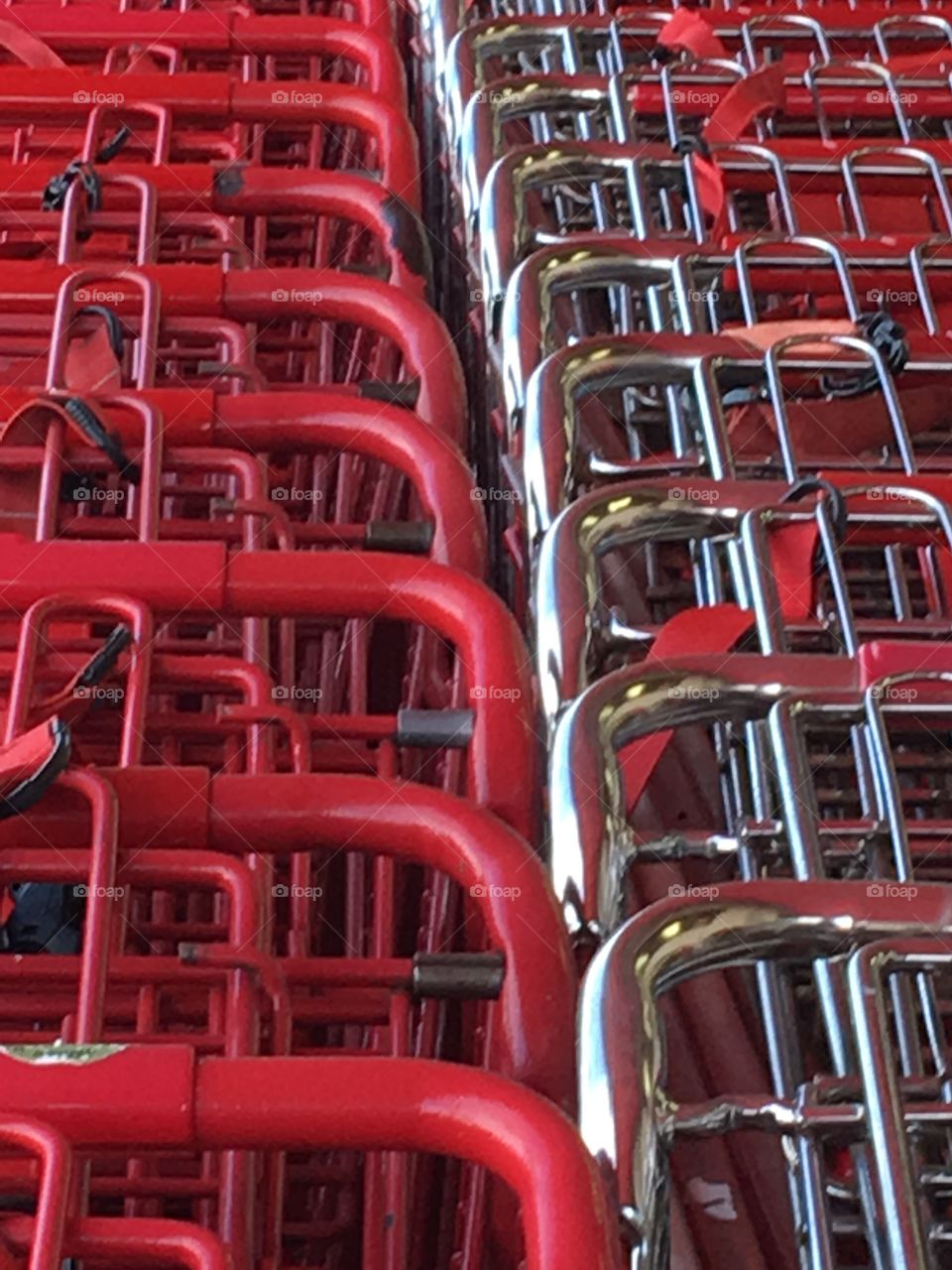 Silver and red carts 