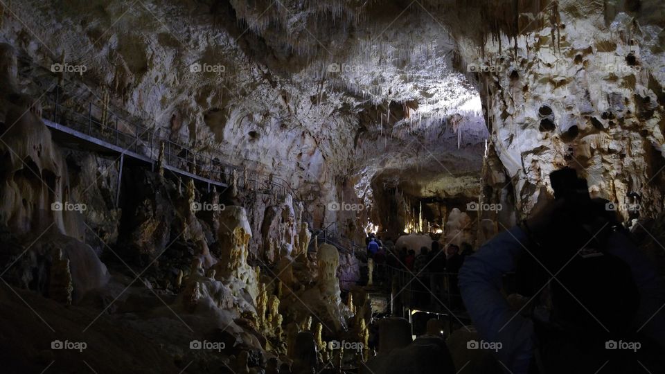 A dark underground cave in Romanian mountains