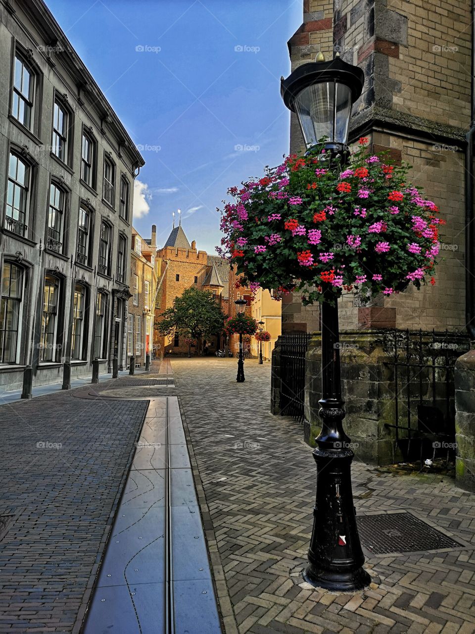 Picturesque back street in the city of Utrecht in Holland