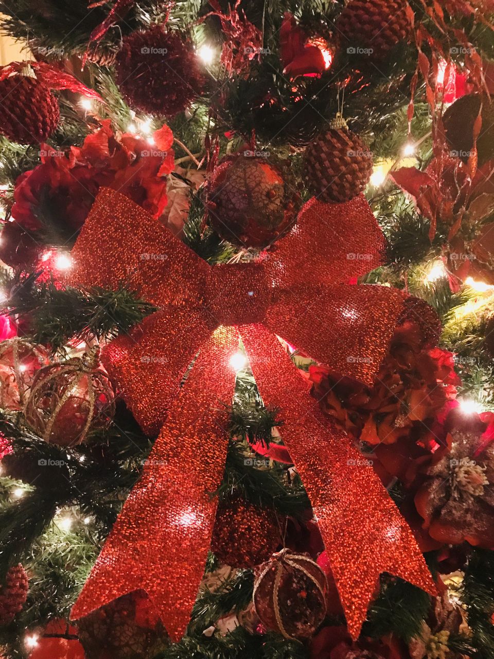 Christmas bow. Christmas tree. Decoration 