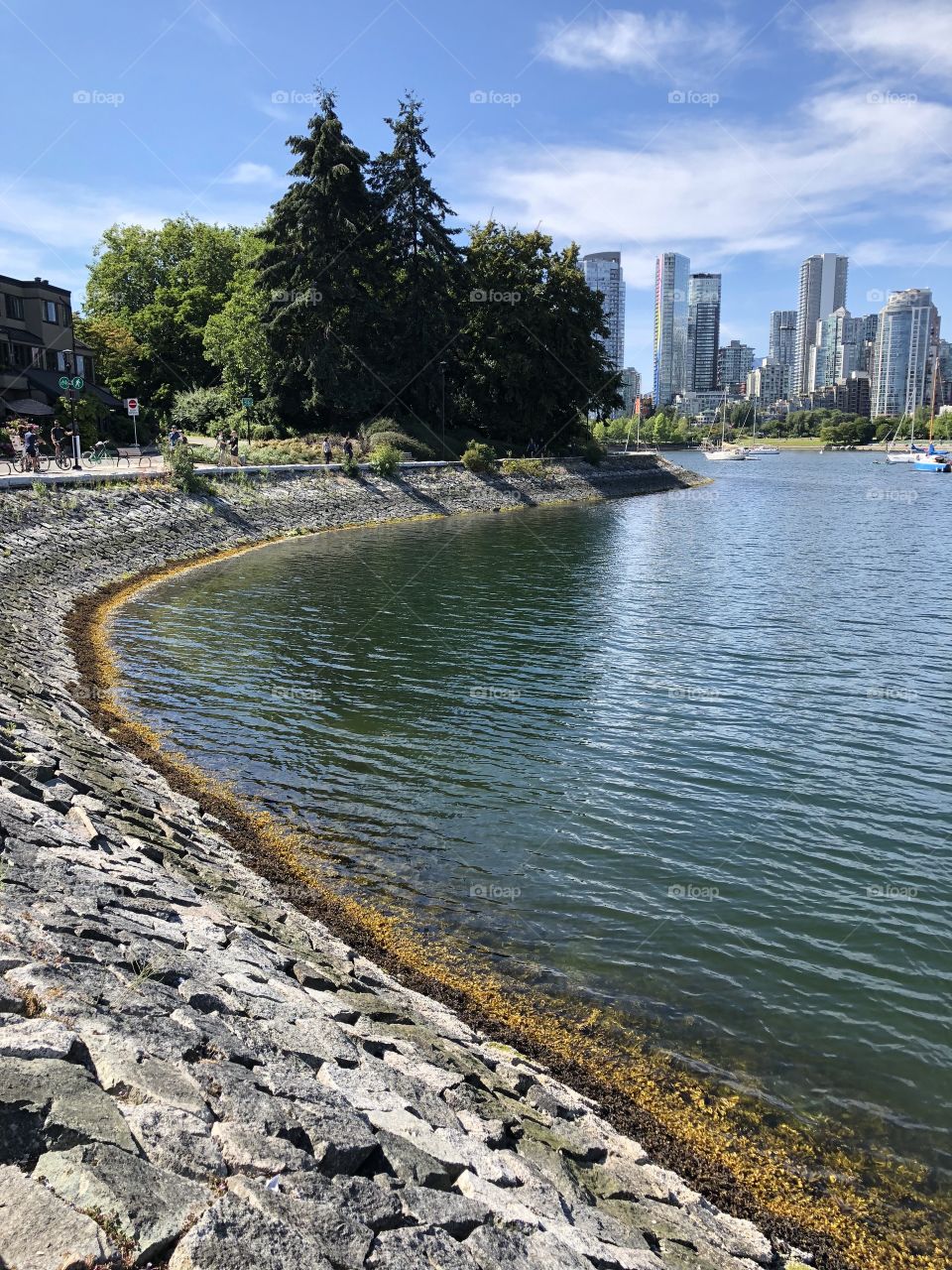 Vancouver sea wall curves toward downtown 