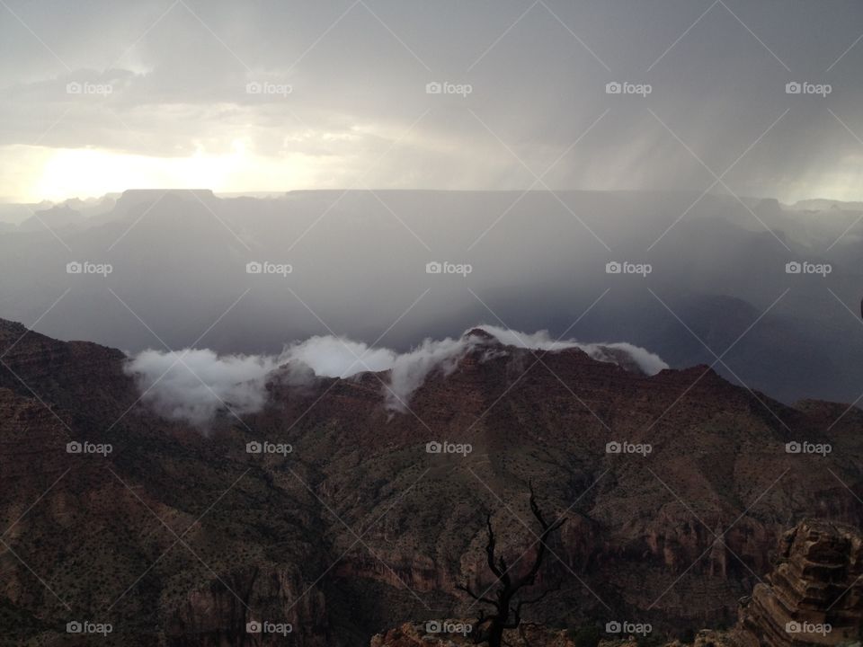 Cloud covered mountain