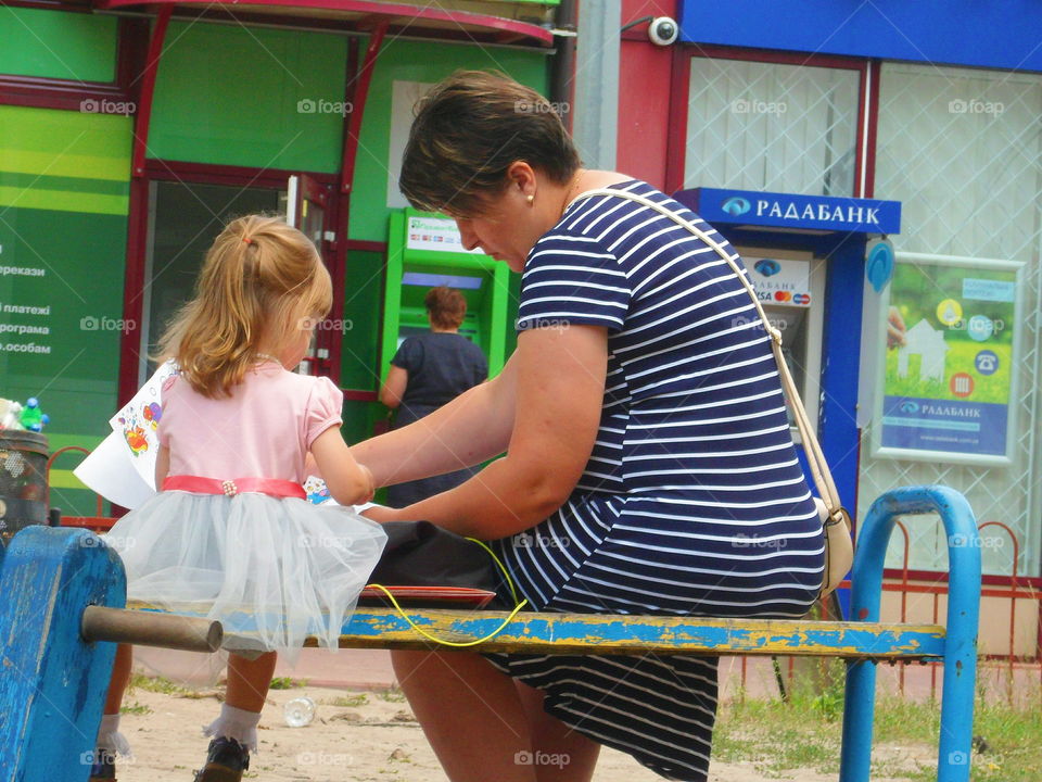 mother and daughter on a walk