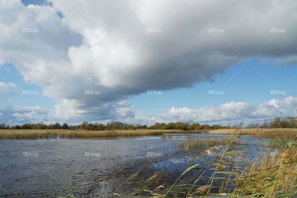 Clouds and lake