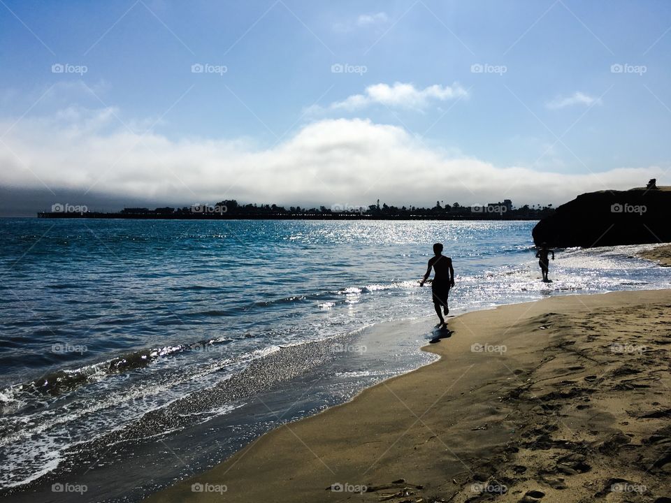 Playing in the waves