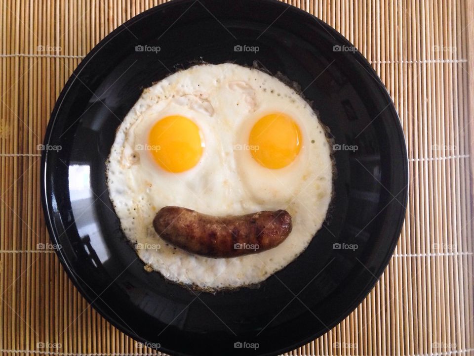 Fried Eggs and Chicken Sausage breakfast 