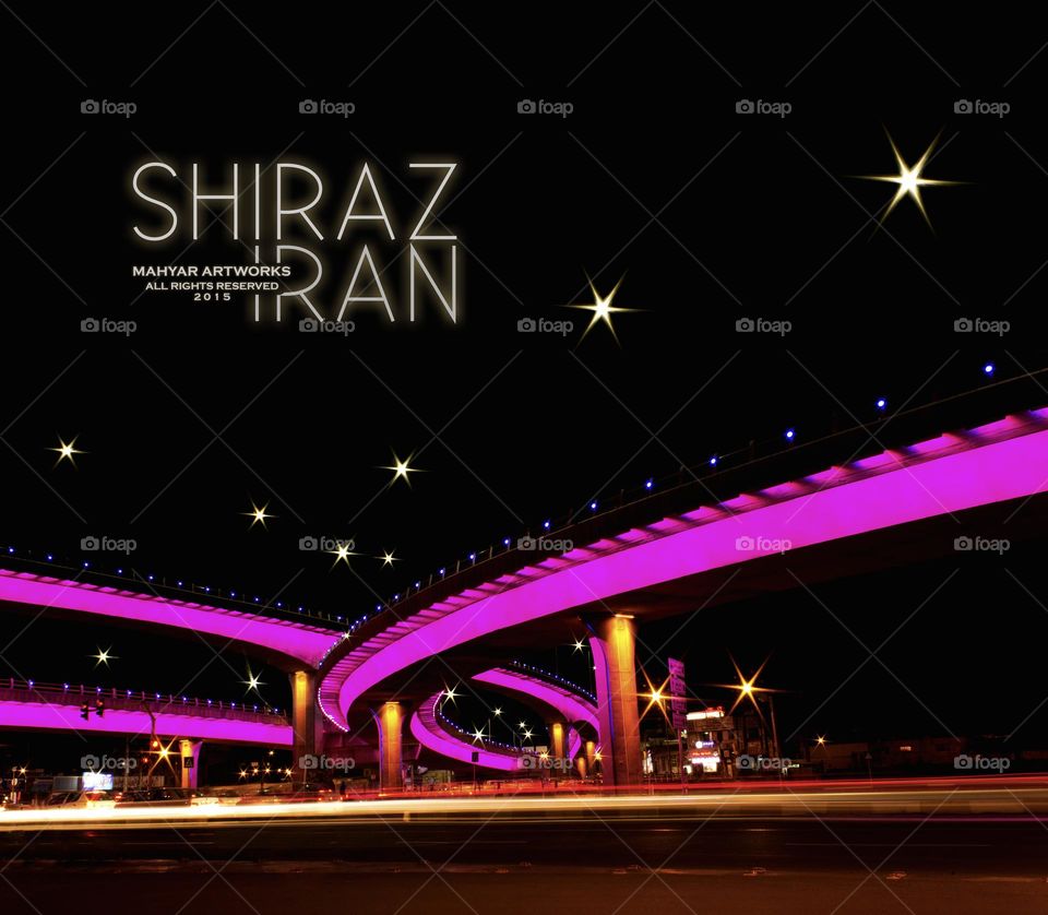 cross the bridge،night, but colorful street