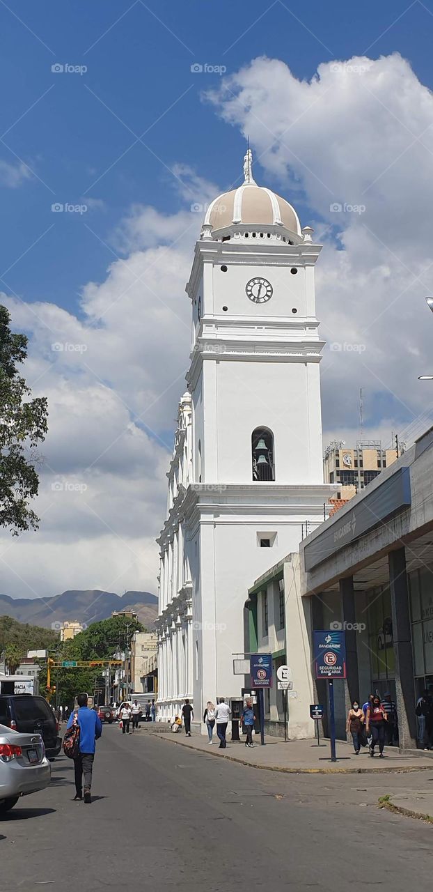 external structure of the clock of the Cathedral of Maracay.  architecture and design