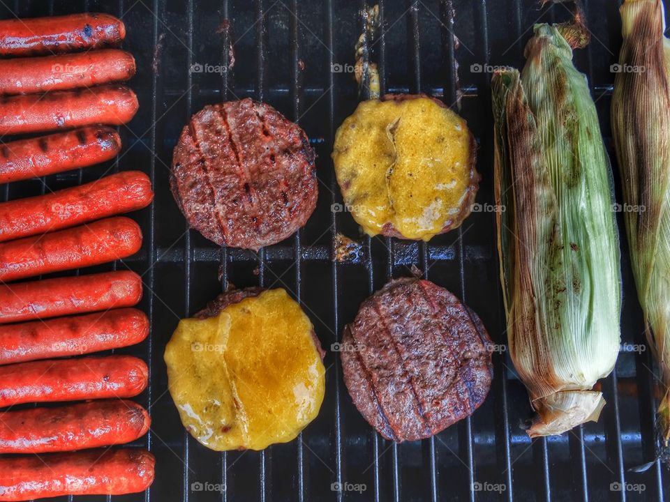 Burgers and Dogs on the Grill
