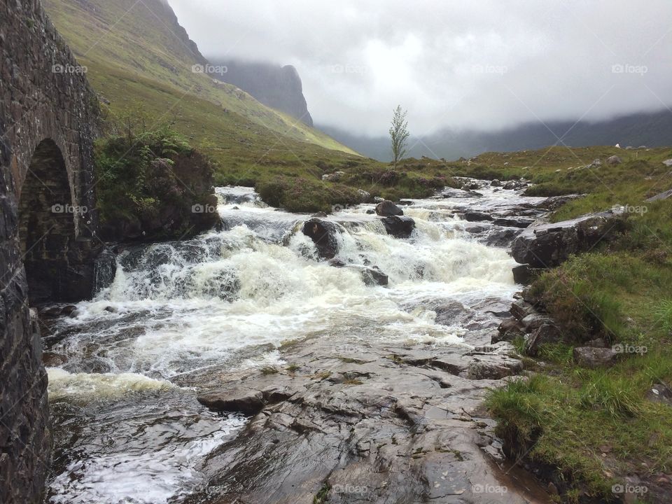 Scottish waterfall.. Scottish highlands waterfall.