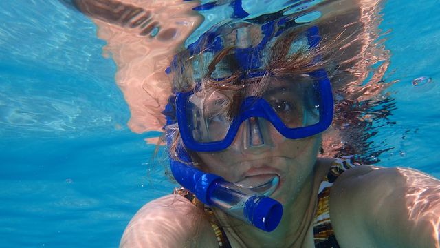 Underwater selfie on the clear blue waters on St. Thomas Sapphire Bay