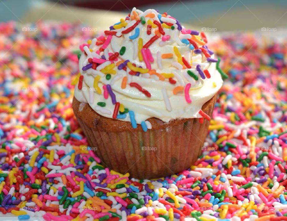 Cupcake with lots of sprinkles