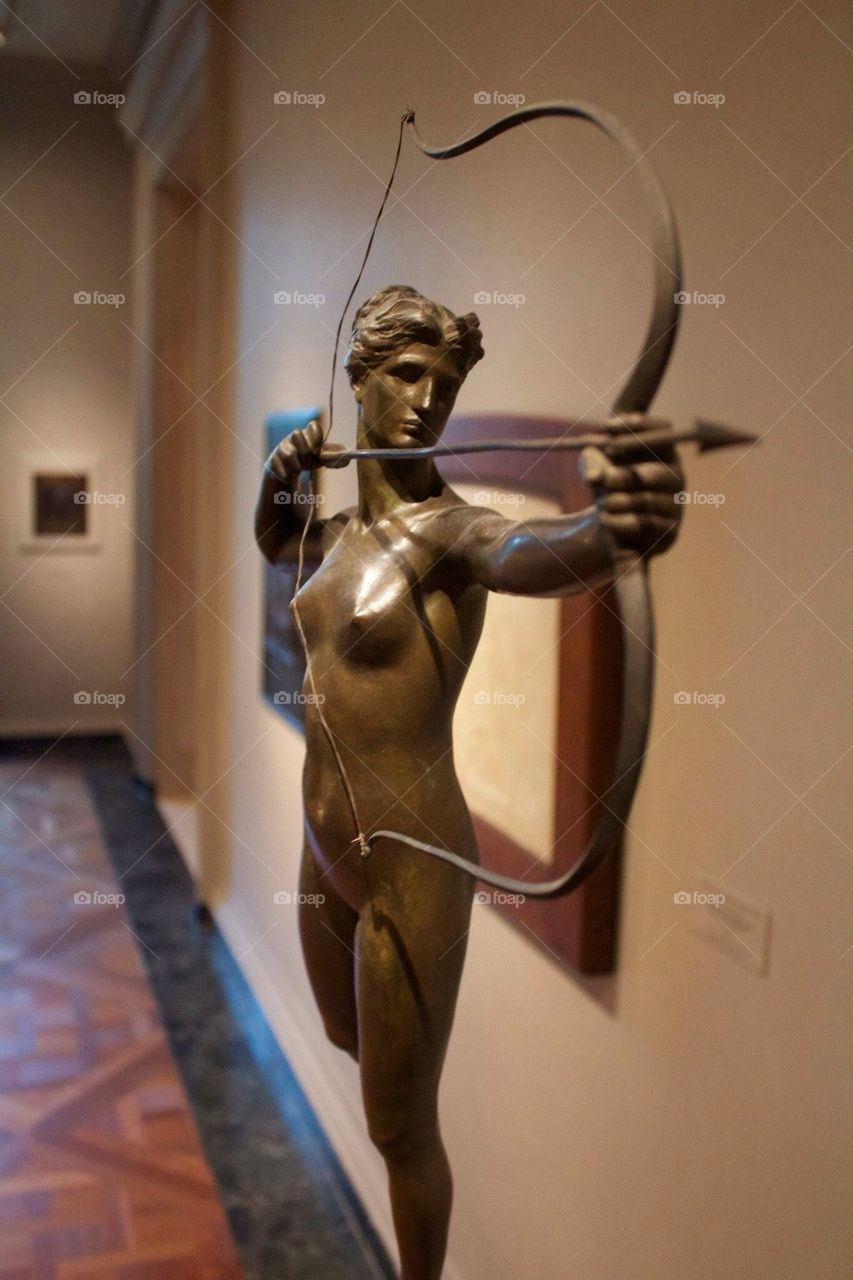 woman statue art archery by jaedelrey