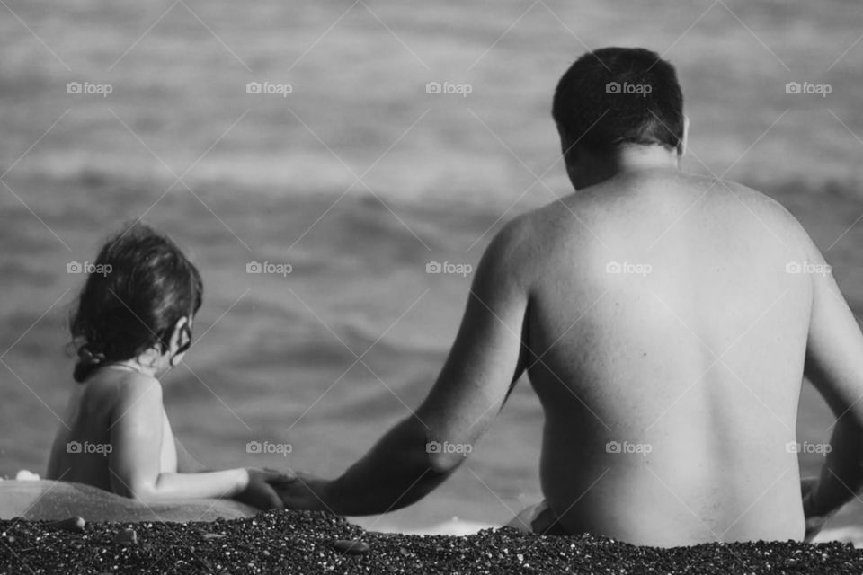 Beach, Water, People, Sea, Monochrome