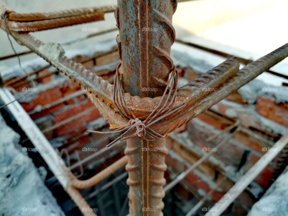 Iron Rods, basic element of an building construction, Used in beams for strength.
