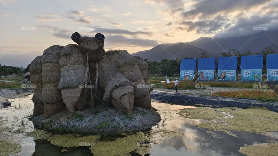 Hermit crab made of straw in the park