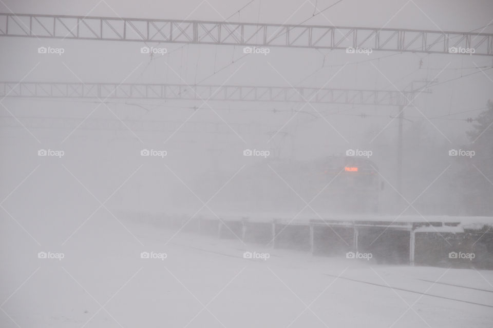 train in blizzard