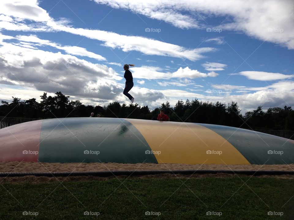 Silhouette image on trampoline pillow