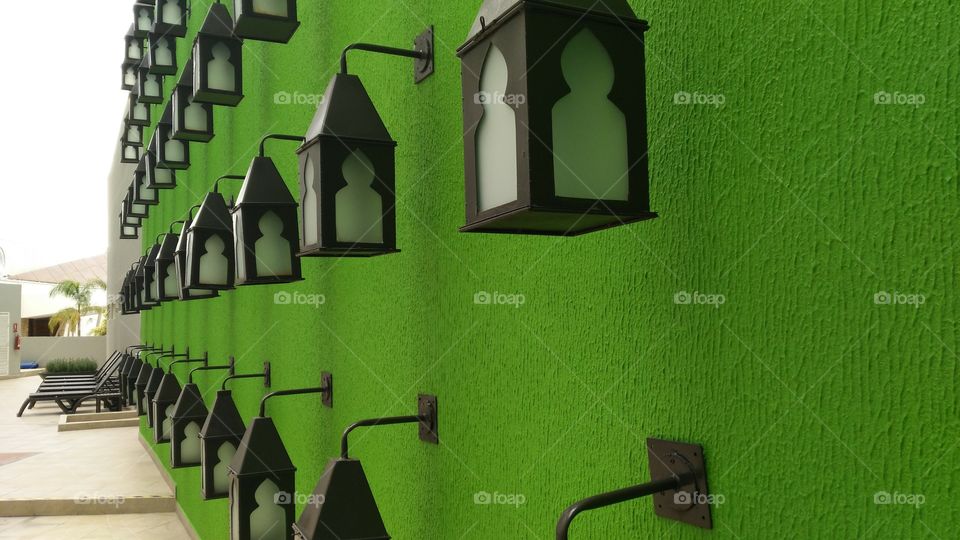 Lanterns in a Green wall