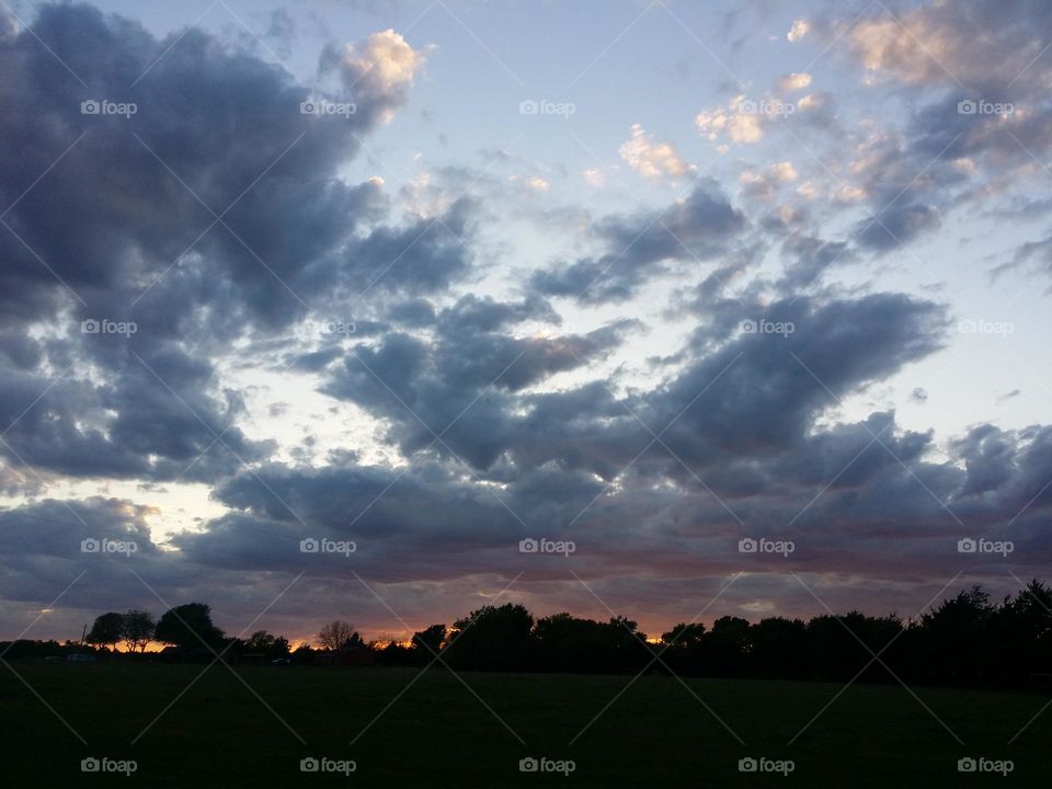 Cloudy Sunset of Orange & Blue