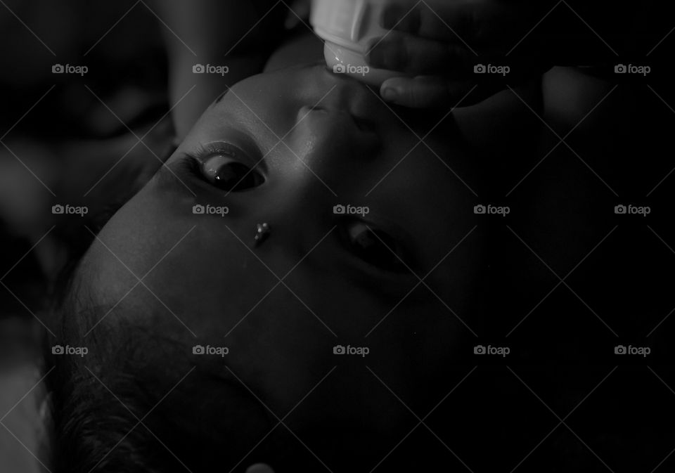 Cute baby drinking milk 