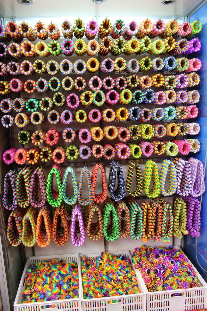 Colourful jewelry at Chinatown Bangkok Thailand 