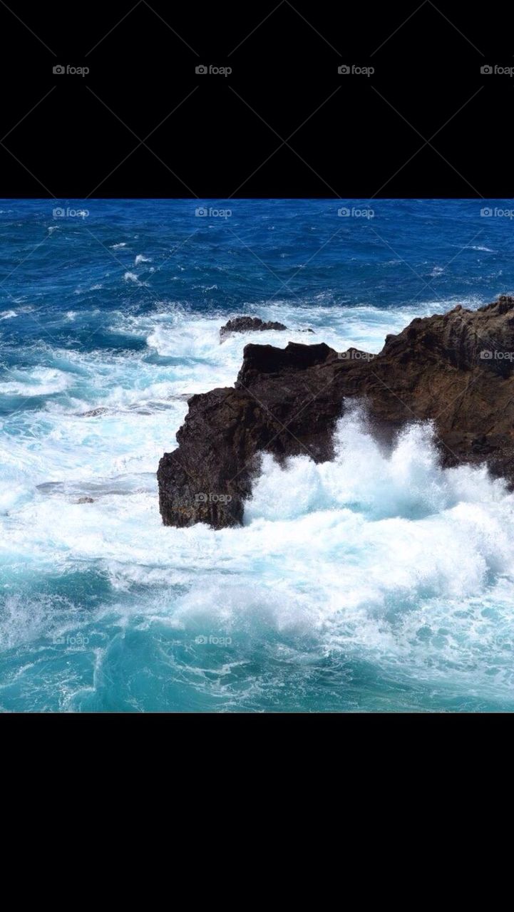 water blue crashing waves hawaii by gingersleetsnow