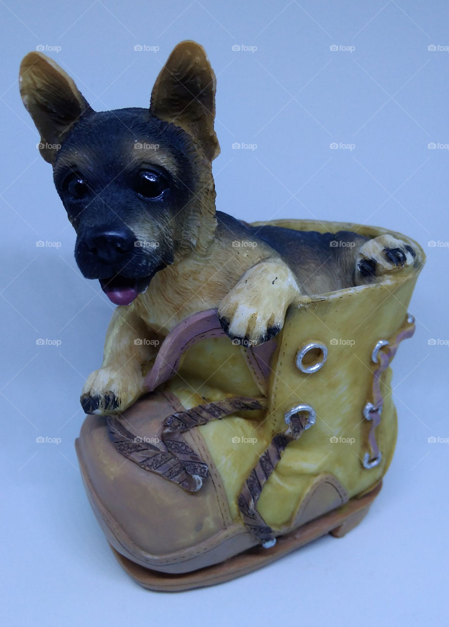 Puppy in shoe figurine