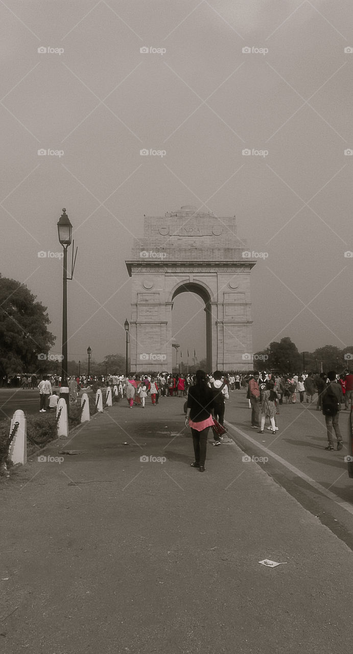 India Gate. This is a war memorial to 82,000 soldiers of the undivided British Indian army  who died in the first world war.