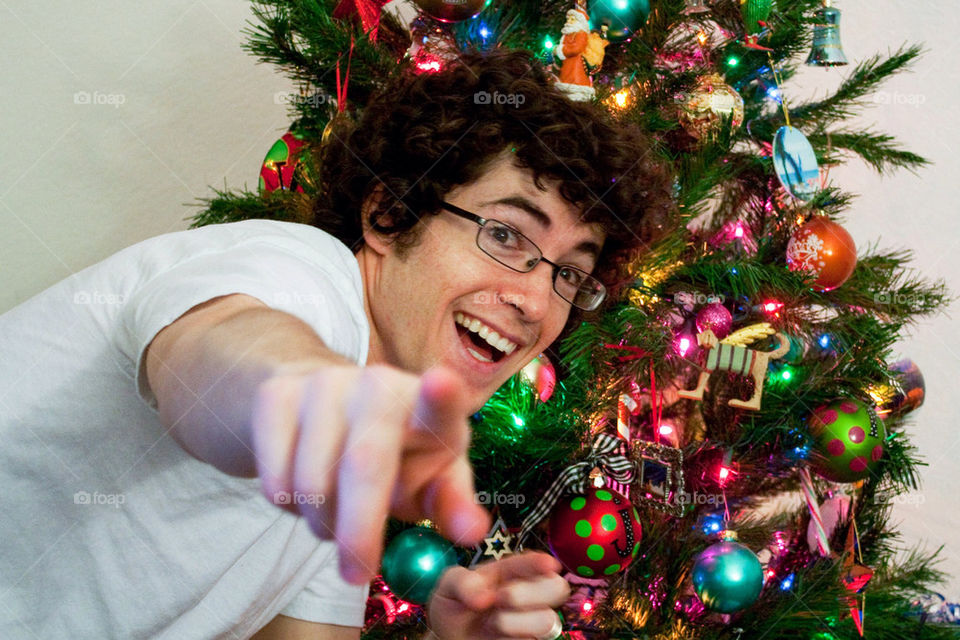 Young man at Christmas 