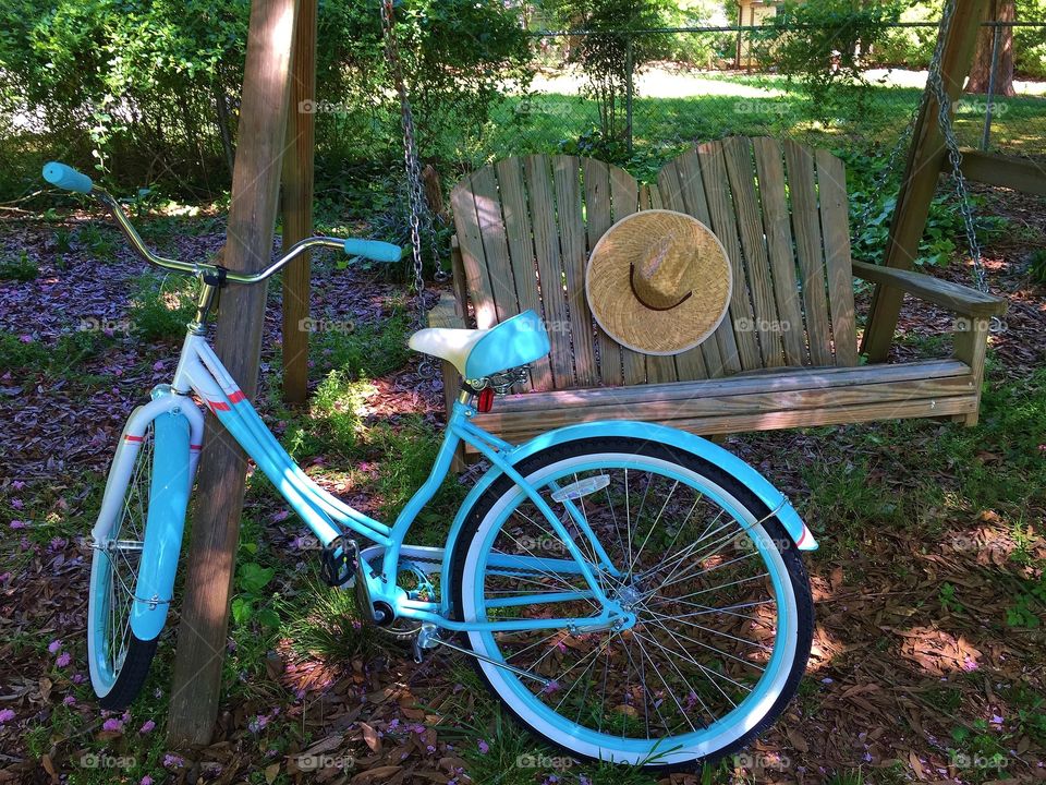 Bicycle by a swing