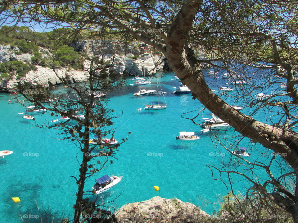 Boats suspended over the water - Menorca -Spain